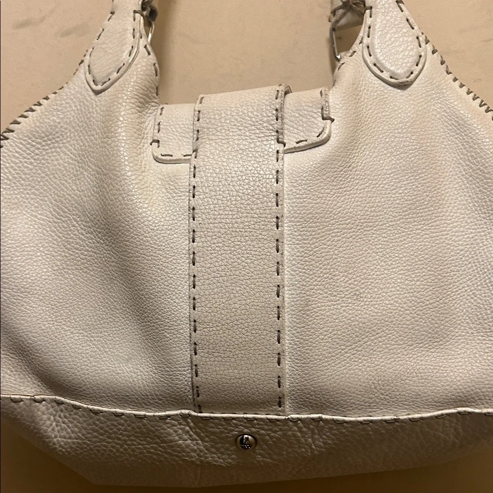 Fendi selleria authentic 925 vintage pebble leather vintage Cream Handbag - Picture 15 of 15